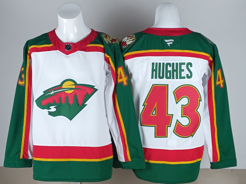 Fanatics Minnesota Wild 43 Quinn Hughes Ice Hockey Jersey White