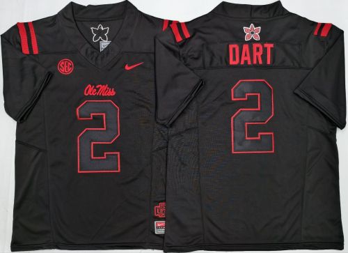 Ole Miss Rebels 2 Jaxson Dart College Football Jersey Black Three Dynasties