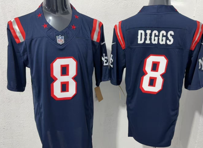New England Patriots 8 Stefon Diggs Football Jersey Legend Navy Blue Three Generations