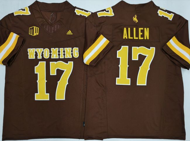 Wyoming Cowboys 17 Josh Allen Coolege Football Jersey Coffee Three Dynasties