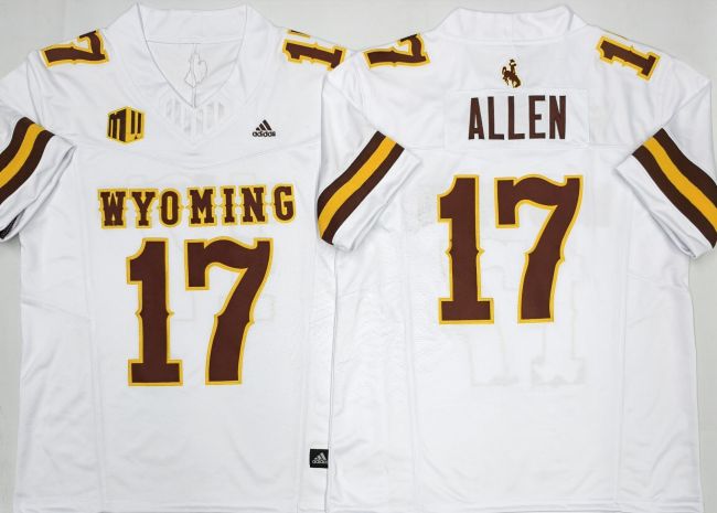 Wyoming Cowboys 17 Josh Allen Coolege Football Jersey  White Three Dynasties