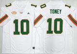 Miami Hurricanes 10 Malachi Toney College Football Jersey White Three Dynasties