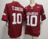 Arkansas Razorbacks #10 Taylen Green Coolege Football Jersey Red Three Dynasties