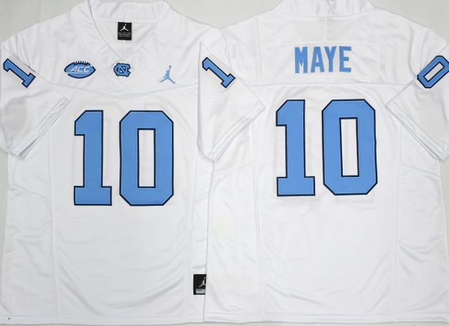 North Carolina 10 Drake Maye Limited College Basketball Jersey White Three Dynasties