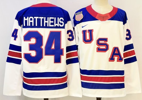 Classic USA  34 Auston Matthews Ice Hockey Jersey White