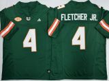 Miami Hurricanes 4 Mark Fletcher Jr. College Football Jersey Green Three Dynasties