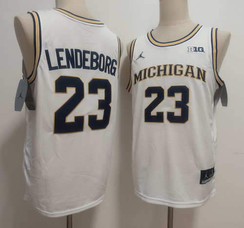 Michigan Wolverines 23 Yaxel Lendeborg College Basketball Jersey White