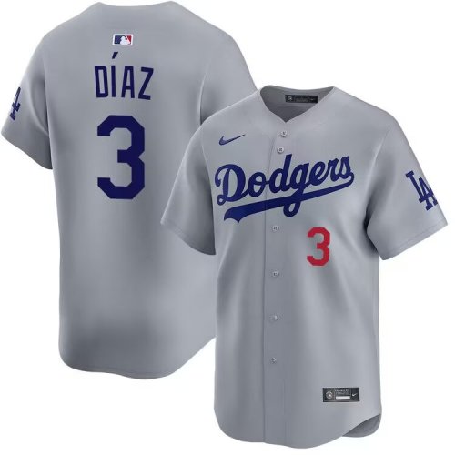 Los Angeles Dodgers 3 Edwin Díaz Baseball Jersey Gray