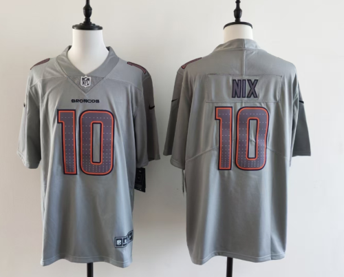 Denver Broncos 10 Bo Nix Football Jersey Limited Gray