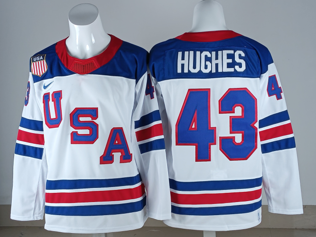 Classic USA 43 Quinn Hughes Ice Hockey Jersey White