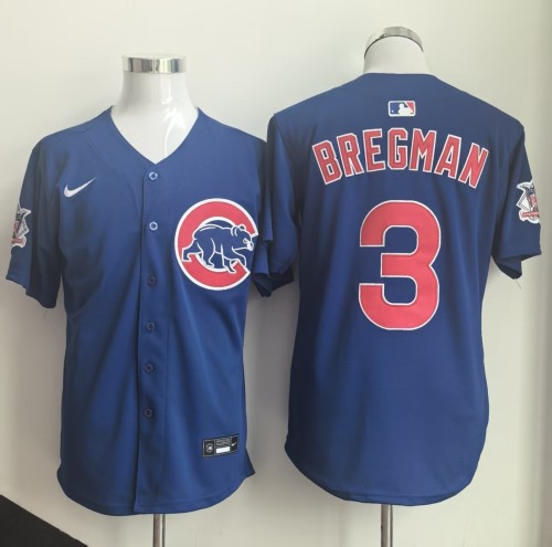 Chicago Cubs 3 Alex Bregman Baseball Jersey blue