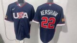 USA  Los Angeles Dodgers 22 Clayton Kershaw Baseball Jersey Navy Blue