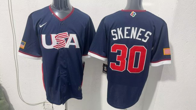 USA Pittsburgh Pirates 30 Paul Skenes Baseball Jersey Navy Blue