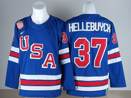 Classic USA 37 Connor Hellebuyck Ice Hockey Jersey Blue