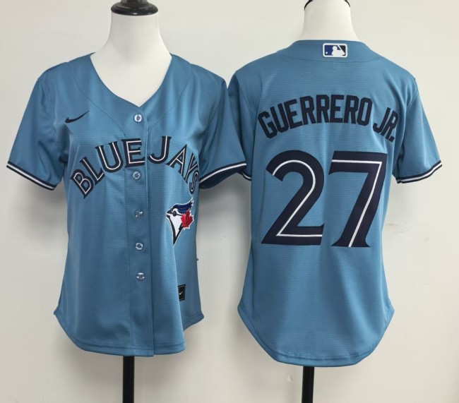 Women Toronto Blue Jays 27 Vladimir Guerrero Jr. Baseball Jersey Blue