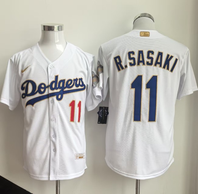 Los Angeles Dodgers 11 Rōki Sasaki Baseball Jersey White