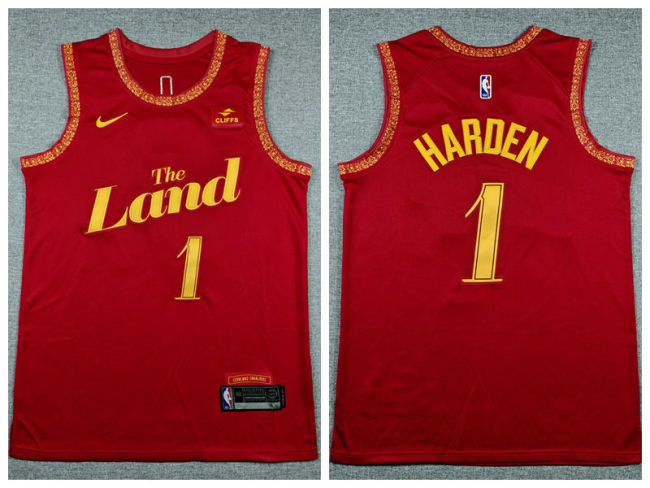 Cleveland Cavaliers 1 James Harden Basketball Jersey Red City Edition