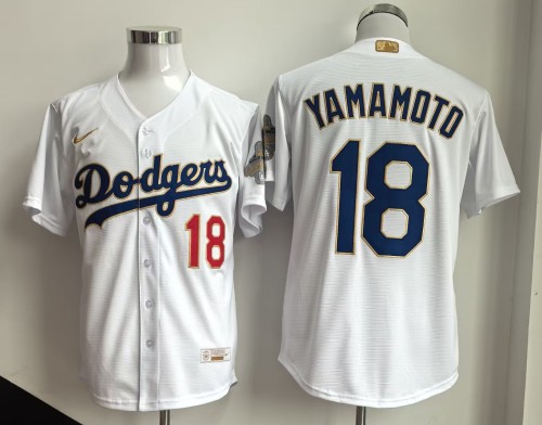 Los Angeles Dodgers 18 Yoshinobu Yamamoto Baseball Jersey White