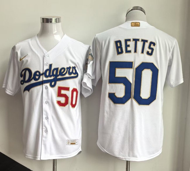 Los Angeles Dodgers 50 Mookie Betts Baseball Jersey White