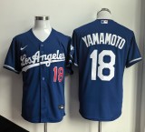 Los Angeles Dodgers 18 Yoshinobu Yamamoto Baseball Jersey Blue
