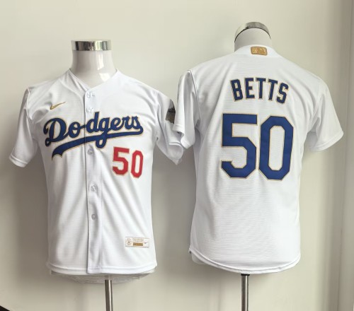 Youth Los Angeles Dodgers 50 Mookie Betts Baseball Jersey White