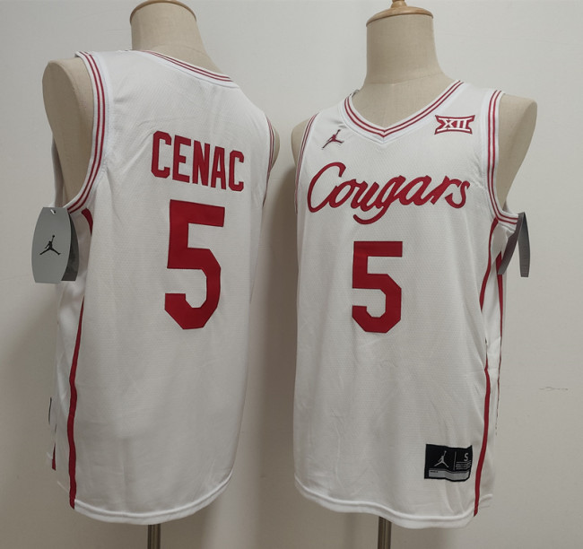 Houston Cougars 5 Chris Cenac Jr. College Basketball Jersey White