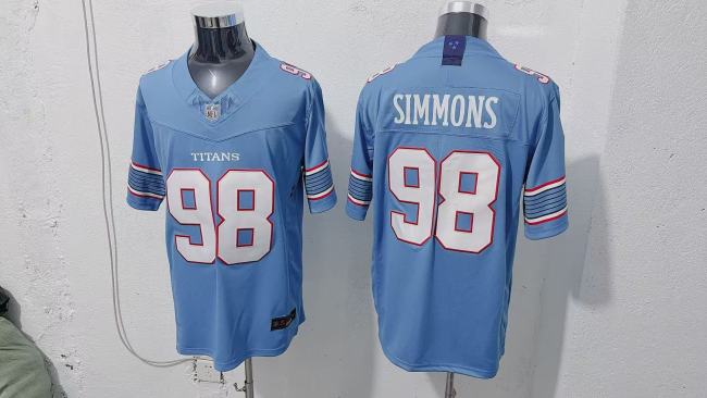 Tennessee Titans 98 Jeffery Simmons Football Jersey Blue Three Dynasties