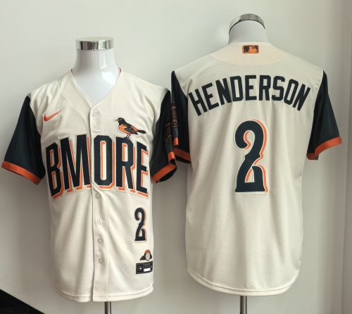 Baltimore Orioles 2 Gunnar Henderson Baseball Jersey Beige City Edition