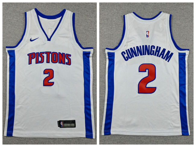 Youth Detroit Pistons 2 Cade Cunningham Basketball Jersey White