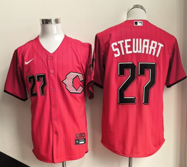 Cincinnati Reds 27  Sal Stewart Baseball Jersey Red