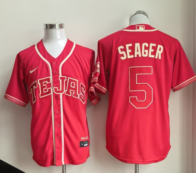 Texas Rangers 5 Corey Seager Baseball Jersey Red