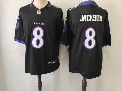 Baltimore Ravens 8 Lamar Jackson Football Jersey Black Three Dynasties