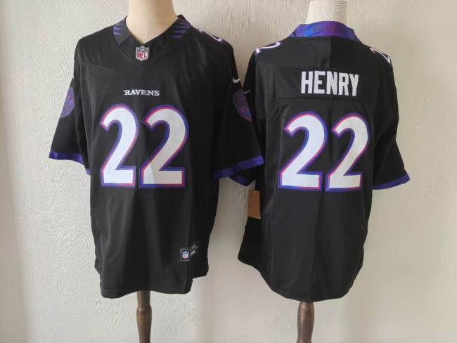 Baltimore Ravens 22 Derrick Henry Football Jersey Black Three Dynasties