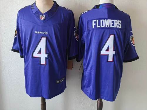 Baltimore Ravens 4 Zay Flowers Football Jersey Purple Three Dynasties