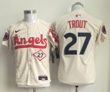 Youth Los Angeles Angeles 27 Mike Trout Baseball Jersey Beige