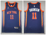 Jordan New York Knicks 11 Jalen Brunson Basketball Jersey Navy Blue