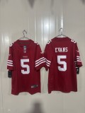 San Francisco 49ers 5 Mike Evans Football Jersey Legend Red