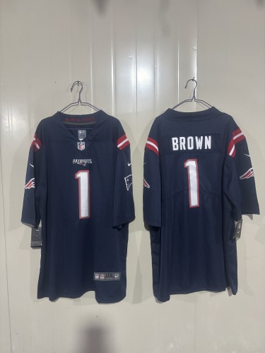 New England Patriots 1 A.J. Brown Football Jersey Legend Navy Blue