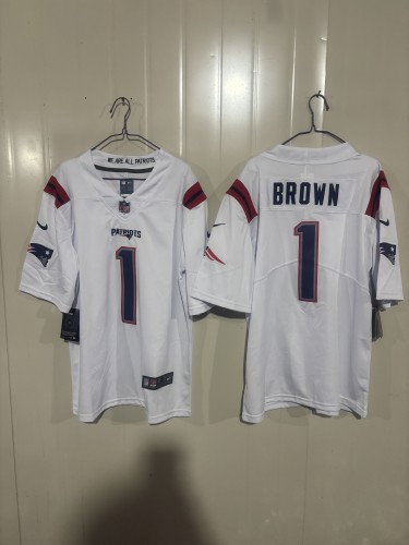 New England Patriots 1 A.J. Brown Football Jersey Legend White