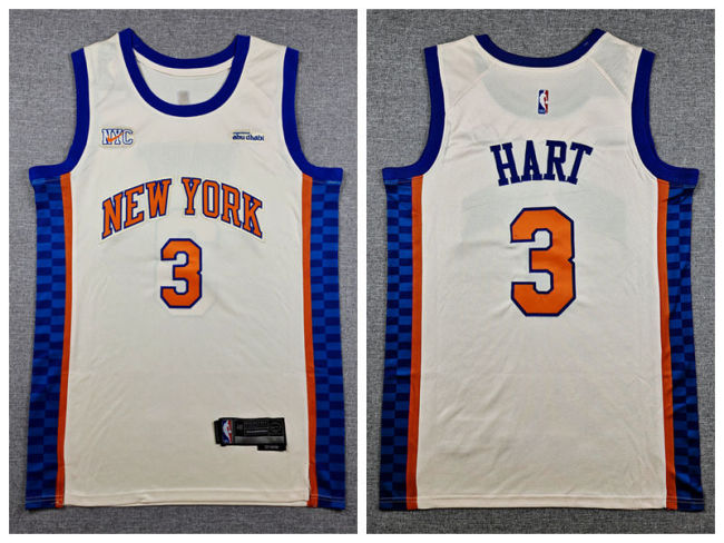 New York Knicks 3 Josh Hart Basketball Jersey Beige