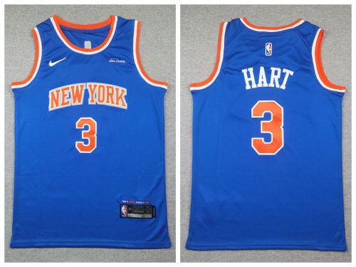 New York Knicks 3 Josh Hart Basketball Jersey Blue