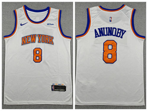 New York Knicks 8 OG Anunoby Basketball Jersey White