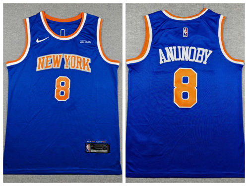 New York Knicks 8 OG Anunoby Basketball Jersey Blue