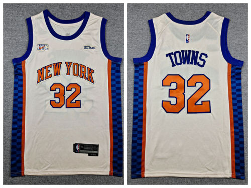 New York Knicks 32 Karl-anthony Towns Basketball Jersey Beige