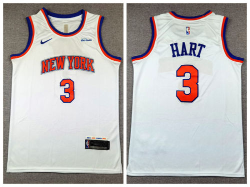 New York Knicks 3 Josh Hart Basketball Jersey White