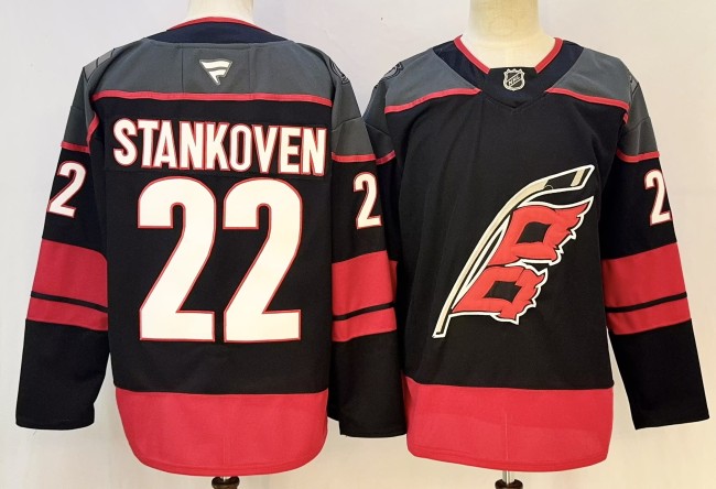 Fanatics Carolina Hurricanes 22 Logan Stankoven Ice Hockey Jersey Black