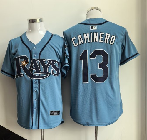 Tampa Bay Rays 13 Junior Caminero Baseball Jersey blue