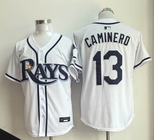 Tampa Bay Rays 13 Junior Caminero Baseball Jersey White