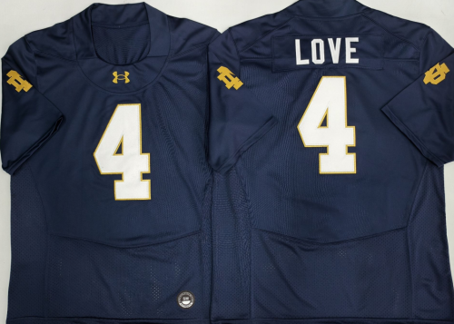 Norte Dame Fighting Irish 4 Jeremiyah Love College Football Jersey Navy Blue Three Dynasties