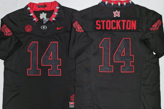GEORGIA bulldogs 14 Gunner Stockton Coolege Football Jersey Black Three Dynasties
